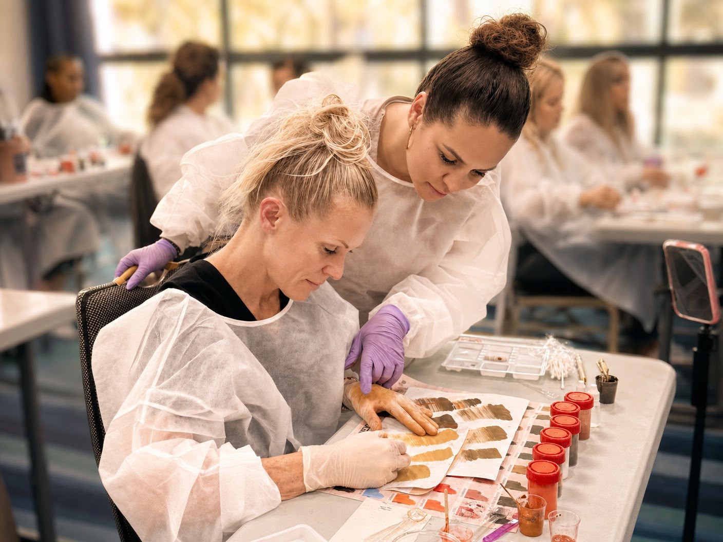 Natalie teaching a Markless Academy pigment-matching class